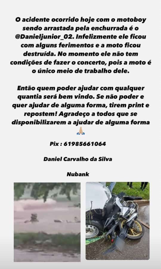 cartaz moto presa embaixo de van