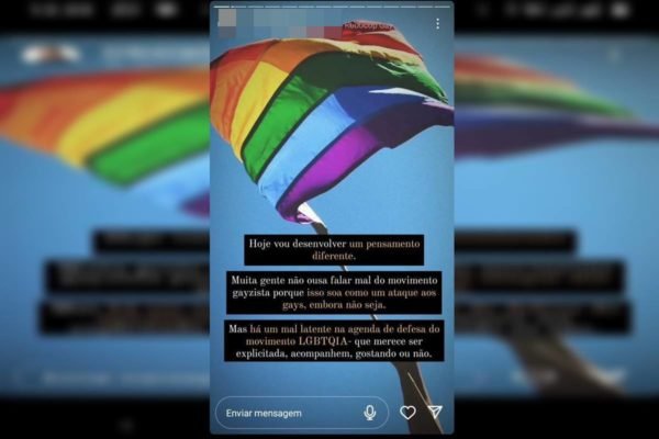 imagem colorida de publicação no Instagram com bandeira do movimento gay - Metrópoles