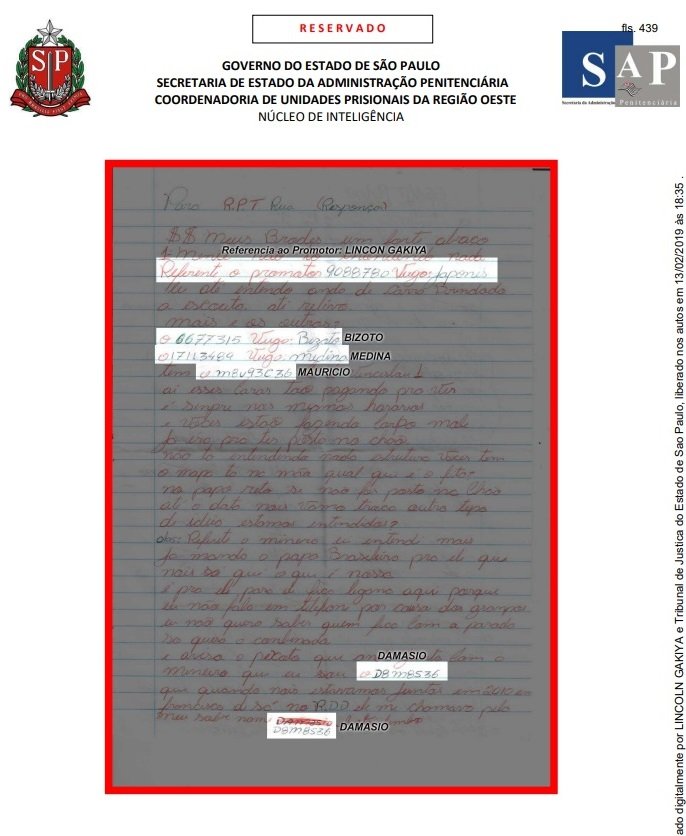 Cartas com ameças do PCC contra Lincoln Gakiya