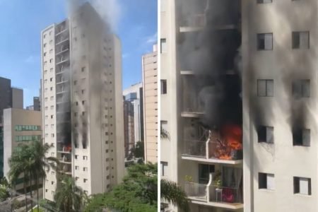 Incêndio em prédio no Itaim Bibi em março de 2023