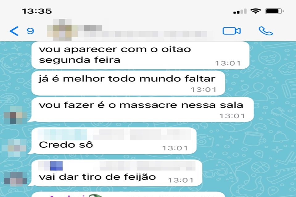 3º caso em uma semana: aluno envia foto de arma e ameaça de