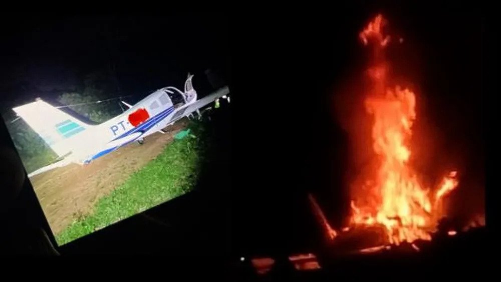 aeronave de garimpo ilegal destruída em ação da FAB nas terras yanomami / Metrópoles