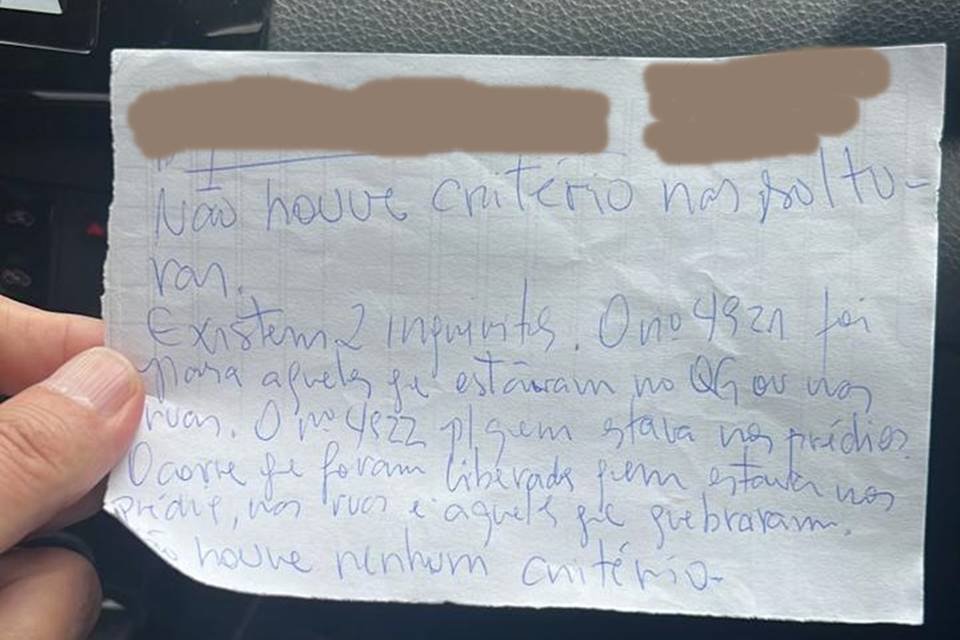 Carta de preso - Metrópoles