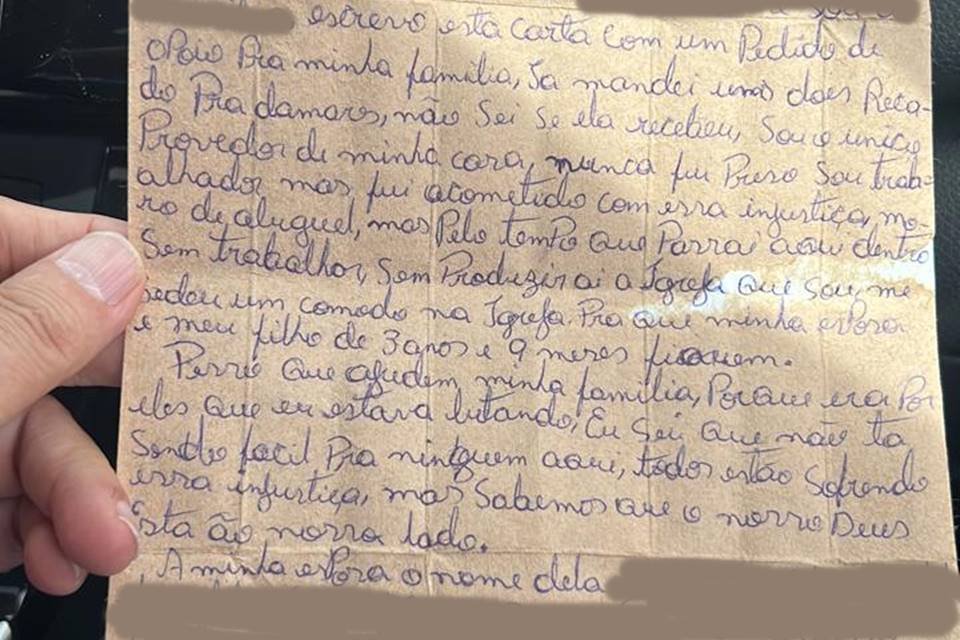 Carta de preso - Metrópoles