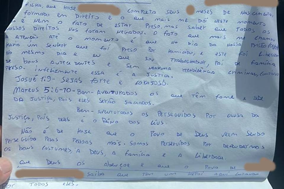 Carta de preso - Metrópoles