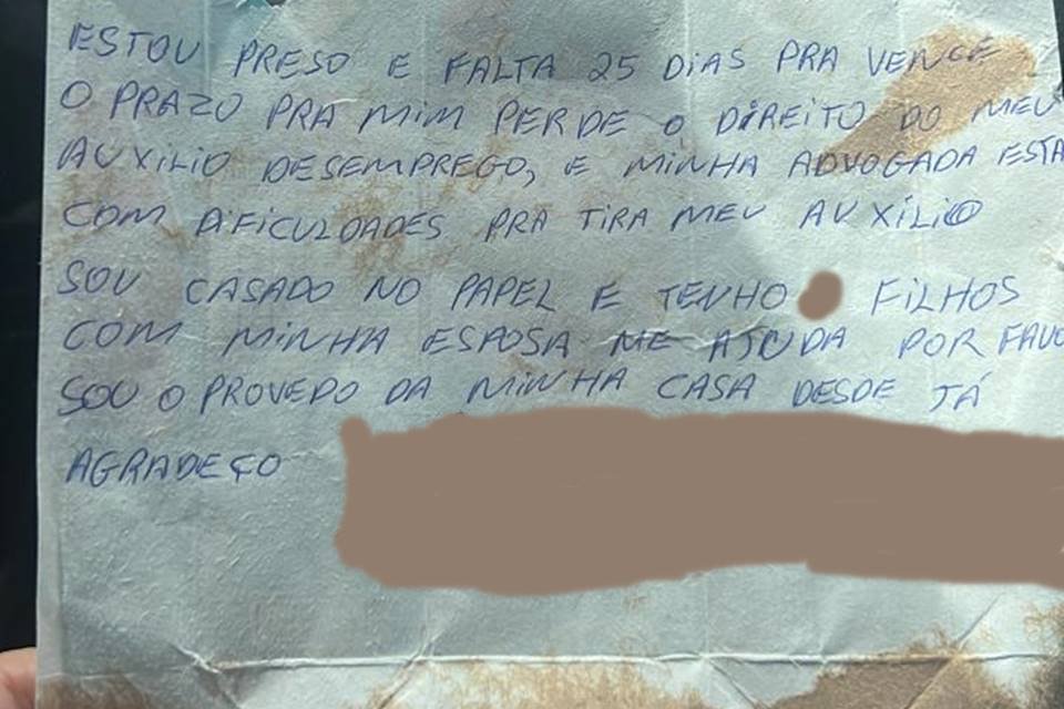 Carta de preso - Metrópoles