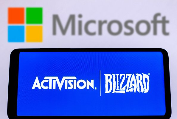 In this photo illustration, Activision Blizzard logo is