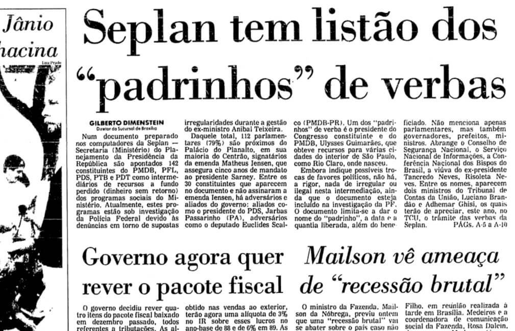 “orçamento Secreto” Já Existia No Governo Sarney E Sobrevive Com Lula Metrópoles 