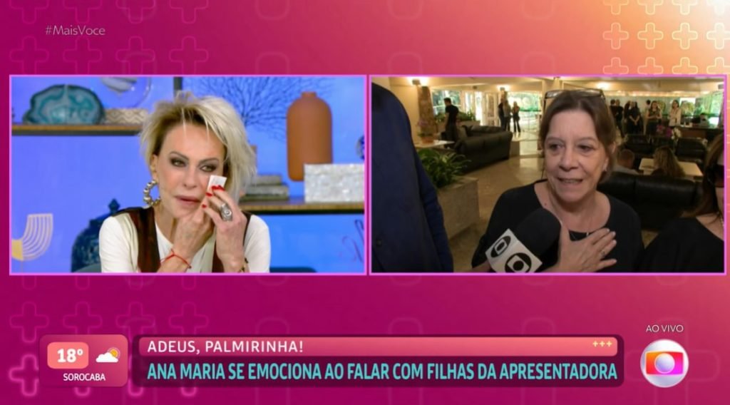 Ana Maria Braga conversando com filhas de Palmirinha