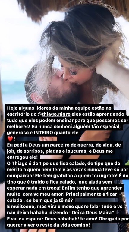 Foto colorida de Maíra Cardi e Thiago Nigro - Metrópoles