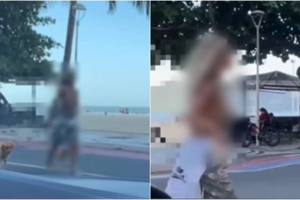 Mulher é presa por fazer topless durante caminhada com cachorros em SC