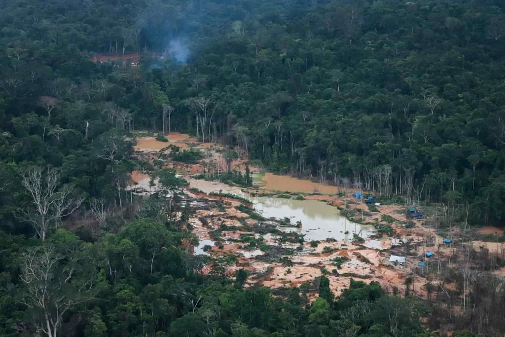 imagem colorida de garimpo ilegal na Amazônia - Metrópoles