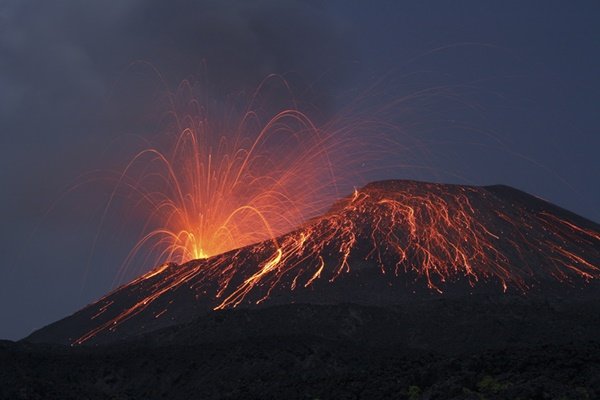 Vulcanian eruption of Anak Krakatau volcano, Sunda Strait, Java, Indonesia.