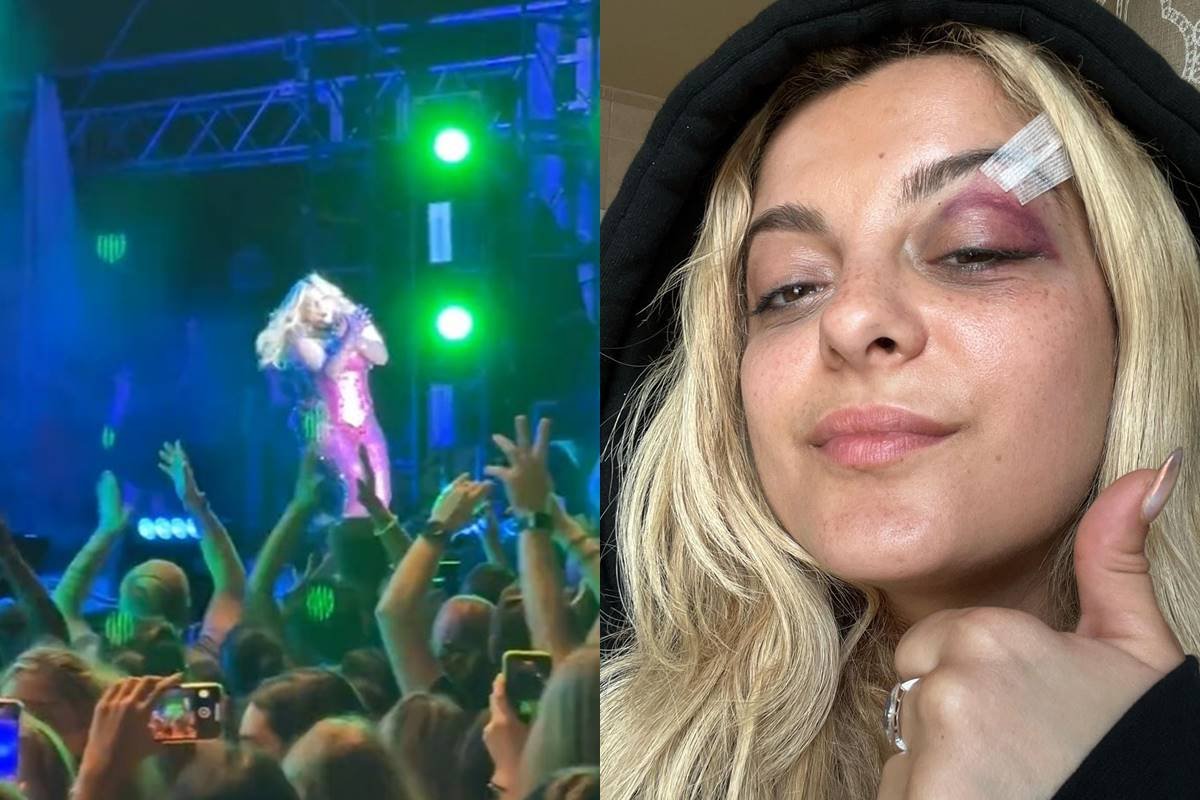 Vídeo: cantora Bebe Rexha é atingida por celular durante show | Metrópoles