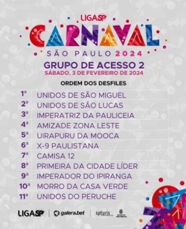 Carnaval SP 2024 confira data e ordem dos desfiles das escolas de