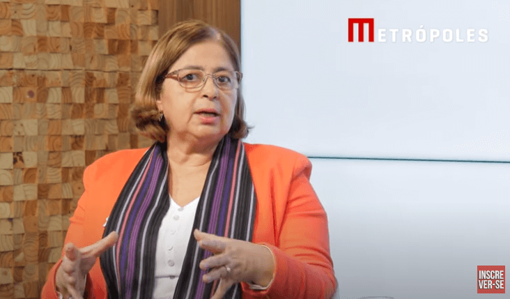 A ministra das Mulheres, Cida Gonçalves, em entrevista ao Metrópoles