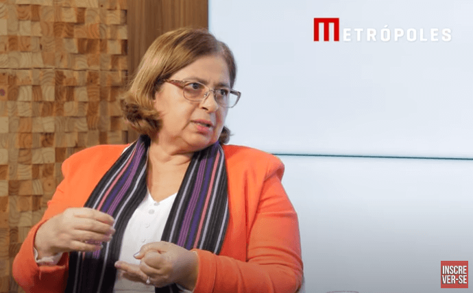A ministra das Mulheres, Cida Gonçalves, em entrevista ao Metrópoles