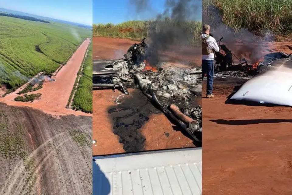Imagem mostra piloto que botou fogo em aeronave após perceber que era seguido por aviões da FAB - Metrópoles