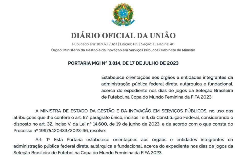 Expediente na UFRJ nos dias de jogos do Brasil na Copa do Mundo Feminina da  Fifa 2023 – Universidade Federal do Rio de Janeiro