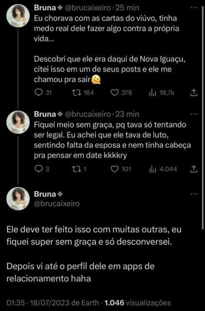 Exposed de internauta sobre viúvo do Twitter