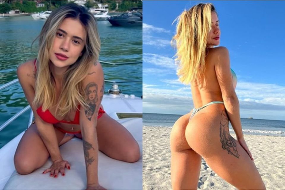mulher loira sensualizando de biqu&iacute;ni