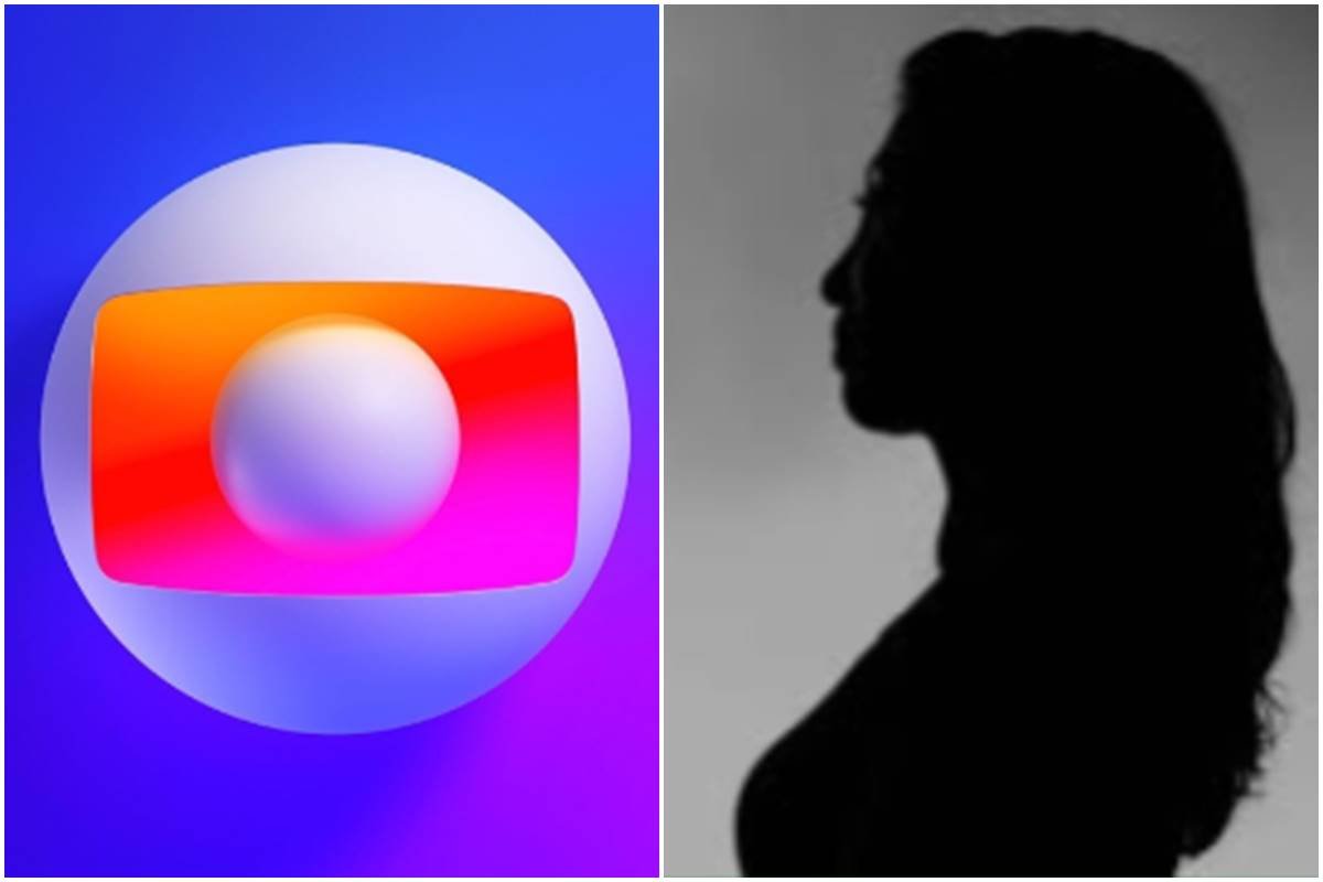 Montagem colorida da logo da Globo (à esquerda) e da sombra de uma mulher (à direita) - Metrópoles