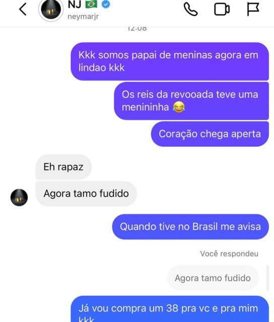 Print da conversa entre MC Ryan SP e Neymar - Metrópoles