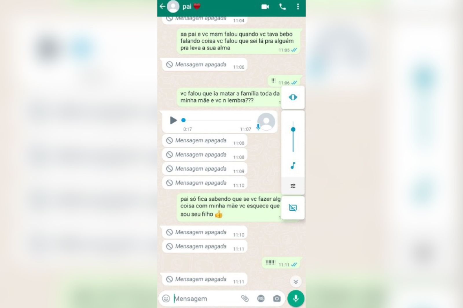 Print de uma conversa no whatsapp- Metrópoles