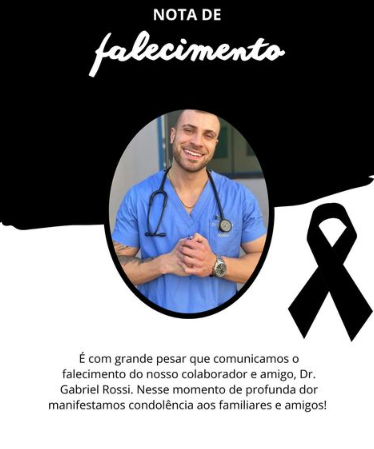 imagem mostra nota de falecimento do médico gabriel rossi de dourados MS - Metrópoles