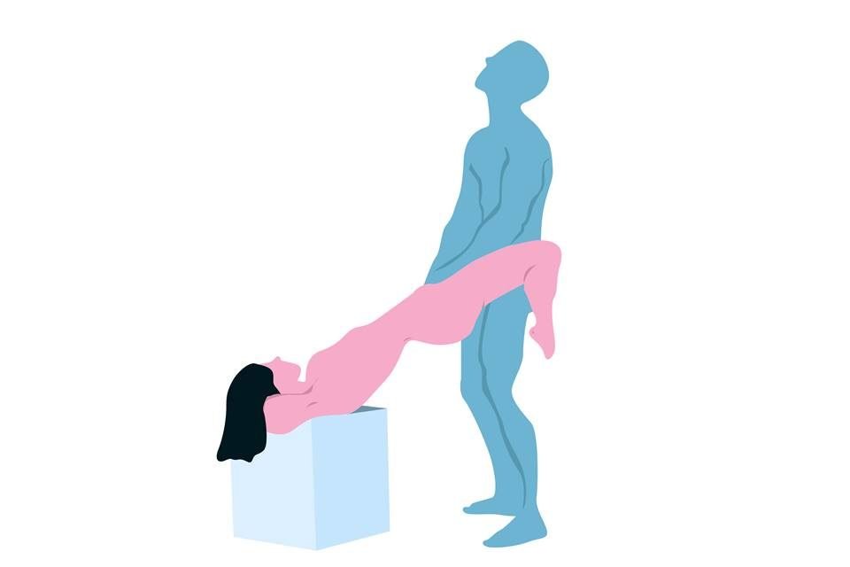 Ilustrao colorida em azul e rosa de posio sexual - Metrpoles