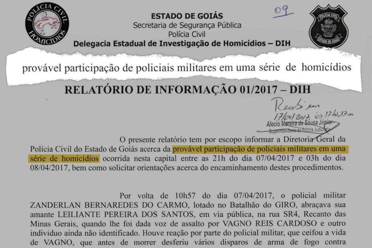 Fac simile de relatório da Polícia Civil de Goiás sobre a Chacina do Giro - Metrópoles