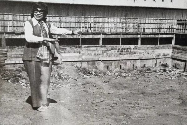 Dulcina de Moraes na década de 70 acompanhando a construção
