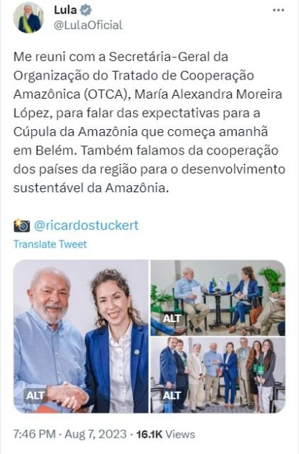 print lula nas redes sociais sobre conversa com presidente da OTCA- metrópoles