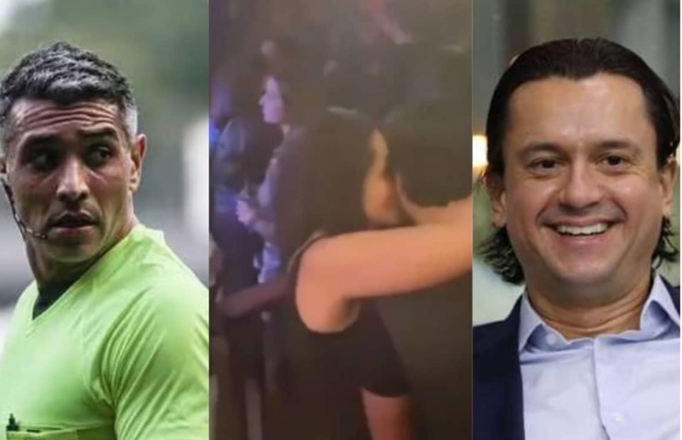 Presidente do Cruzeiro beijando esposa de árbitro - Metrópoles
