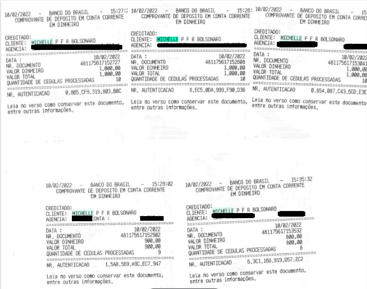 captura de tela de recibo de Michelle Bolsonaro - Metrópoles