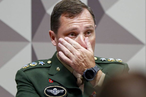 Tenente-coronel do Exército Brasileiro, Mauro Cid, ex-ajudante de ordens de Bolsonaro, durante sessão da CPMI do 8 de Janeiro, no Senado Federal