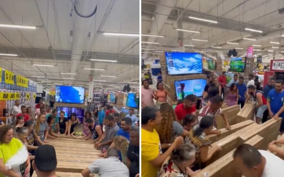 imagem colorida tumulto clientes promoção tv goiania