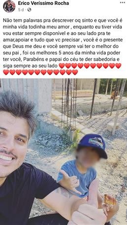 print de postagem em homenagem ao filho