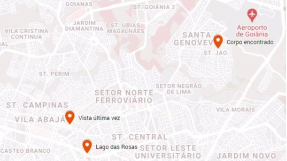 Imagem colorida mostra local em que corpo foi localizado - metrópoles