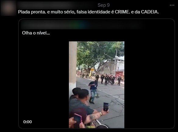 Captura de tela do X