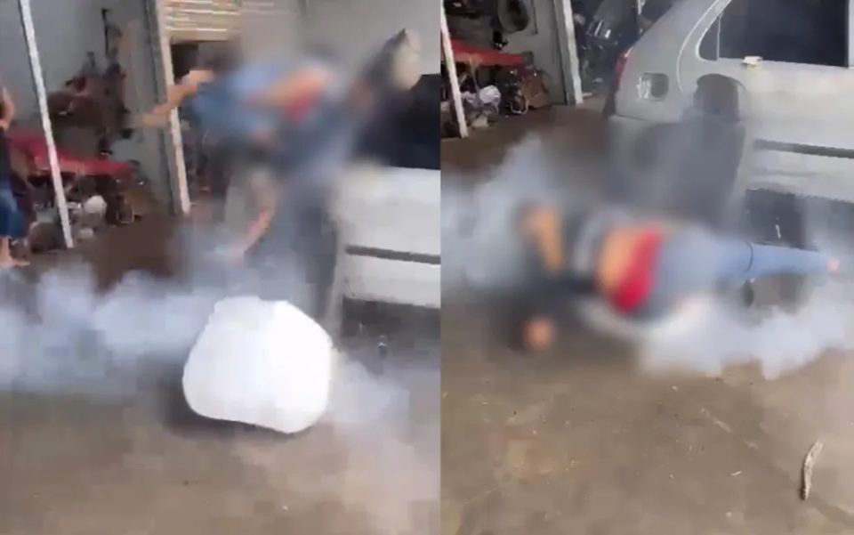 imagem colorida jovem aciona airbag de proposito