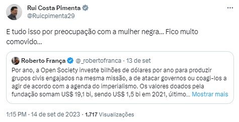 Postagem de Rui Costa Pimenta