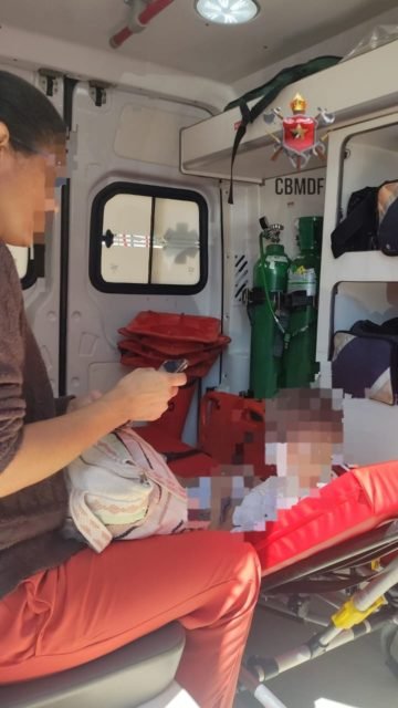 Imagem colorida de incêndio que atingiu casa no Guará
