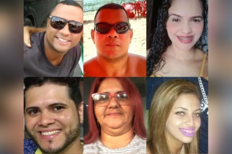Montagem com fotos coloridas de vítimas da chacina de Camaragibe no Pernambuco - Metrópoles