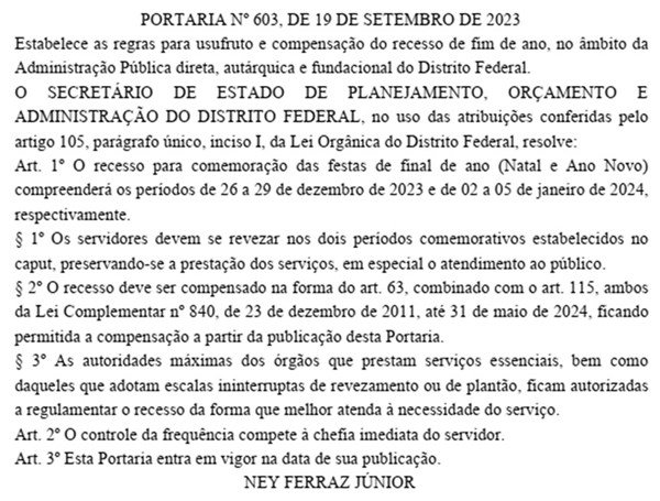 GDF define como será recesso dos servidores no Natal e Réveillon. Veja