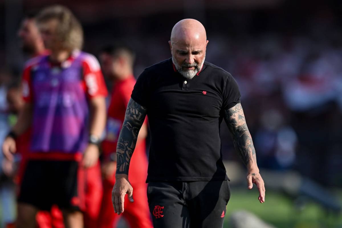 imagem colorida mostra jorge sampaoli técnico do flamengo na final da copa do brasil contra o são paulo - metrópoles