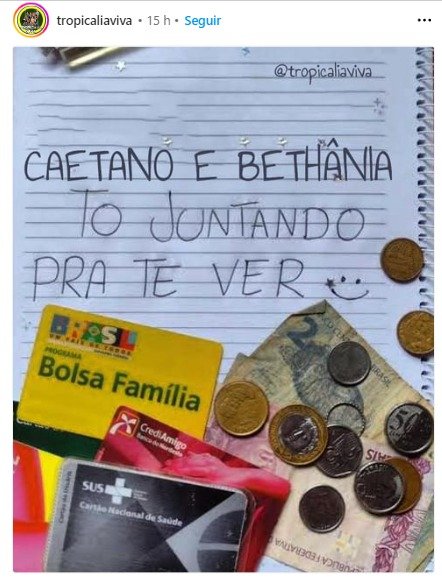 Meme sobre show de Caetano Veloso e Maria Bethânia - Metrópoles