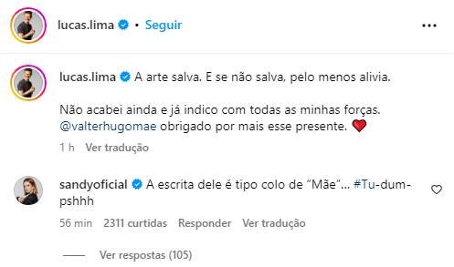 Após Boatos De Fim Por Livro Lucas Lima Indica Obra E Sandy Comenta Após Boatos De Fim Por Livro Lucas Lima Indica Obra E Sandy Comenta