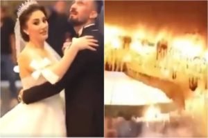 Foto colorida de incêndio em casamento no Iraque - Metrópoles