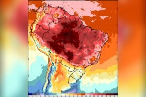 imagem colorida mapa de calor brasil com frente fria e calor